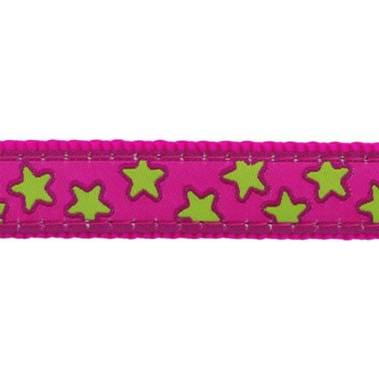 Red Dingo Obojek pro kočky Stars Lime on Hot Pink