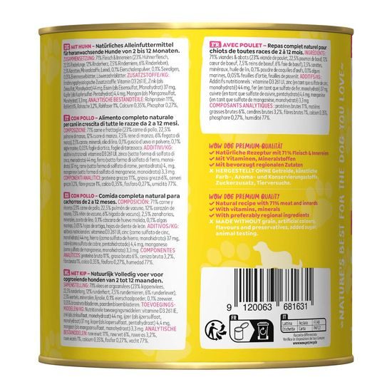 WOW Konzerva Kuřecí s karotkou Junior 800g