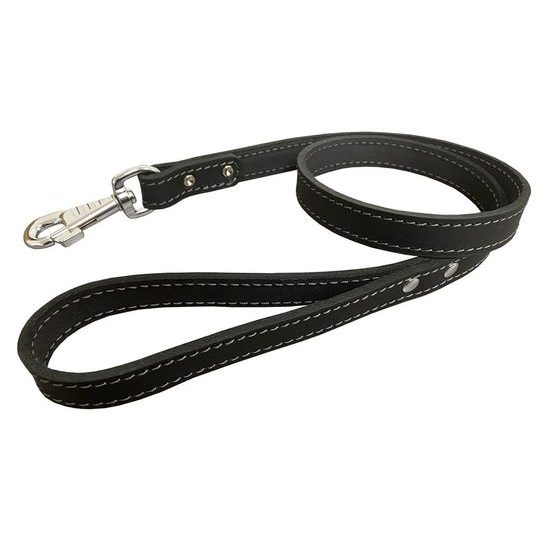 BAFPET Kožené vodítko z mastné kůže obšité černá