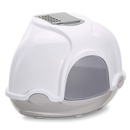 IMAC Krytý kočičí záchod rohový s filtrem šedý D 52 x Š 52 x V 44,5 cm