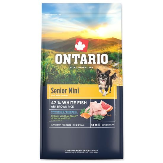 Ontario Krmivo Senior Mini Fish & Brown Rice 6,5kg