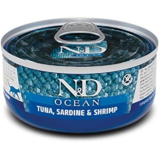 N&D OCEAN Cat konzerva Tuna, Sardine & Shrimp 70 g