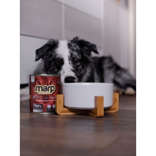 Aminela keramická miska v dřevěném stojanu bílá 750ml