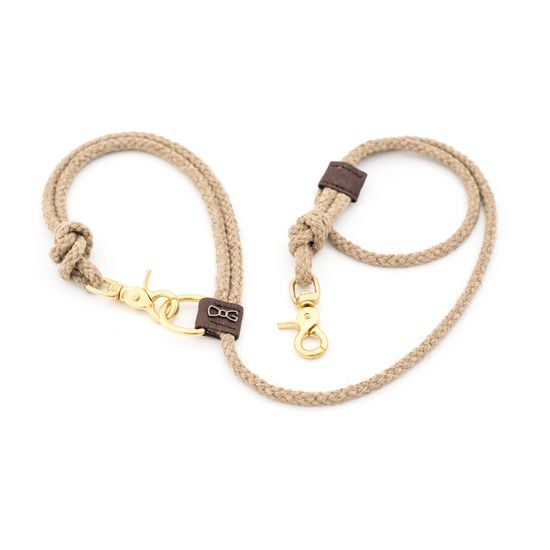 FUNKY DOG Hnědé lněné ekologické vodítko 1,2 m