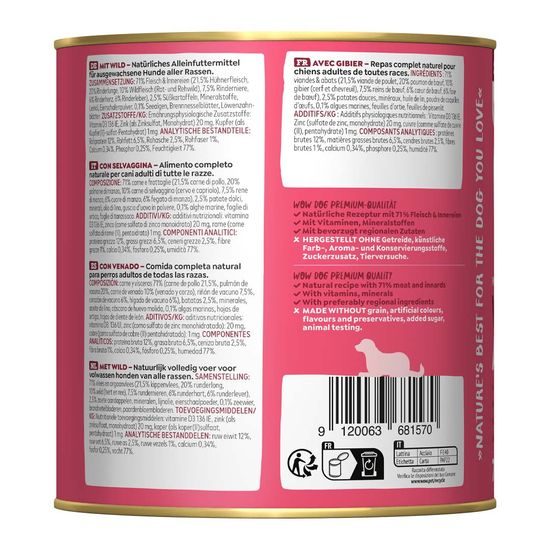 WOW Konzerva Zvěřina s batáty Adult 800g