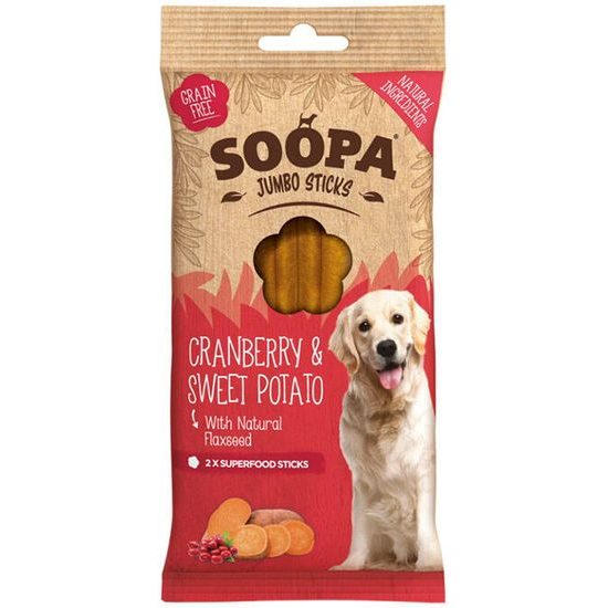 Soopa Pets Dentální tyčinky Jumbo s brusinkami a batáty 170 g