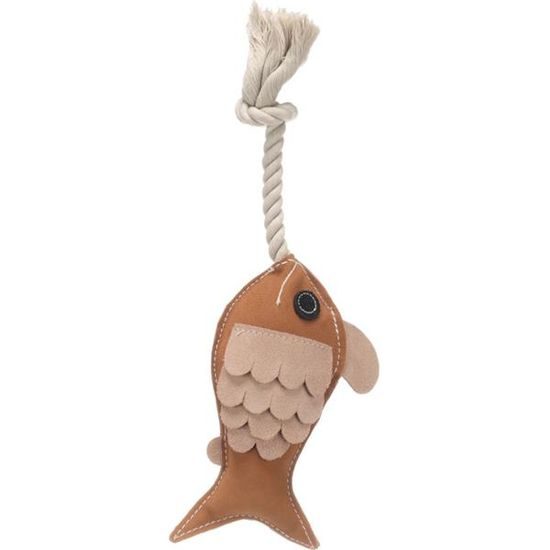 Flamingo Hračka kůže+provaz Swa ryba 36cm