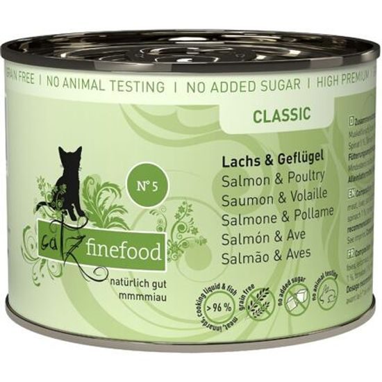 Catz finefood Konzerva CF No.5 s lososem a drůbežím masem 200g