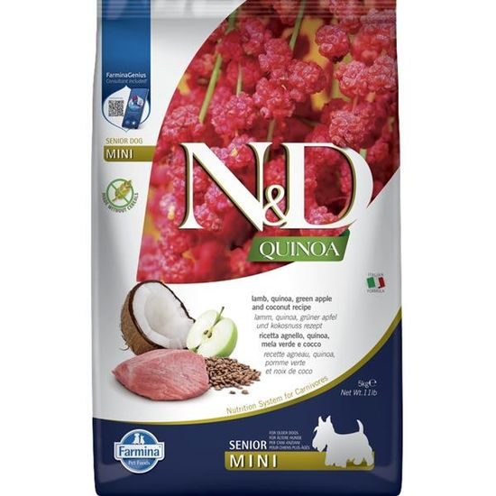 N&D QUINOA Dog GF Senior Lamb Green Apple and Coconut Mini 5 kg