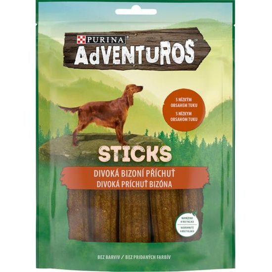 Purina Adventuros snack dog tyčinky s bizoní příchutí 120 g