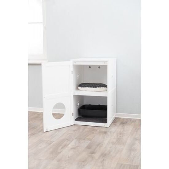 Trixie XL domek na kočičí toaletu 2 poličky MDF 53x90x58cm bílá