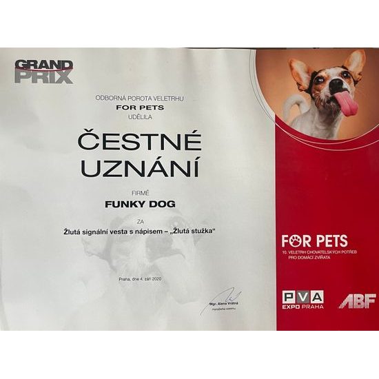 FUNKY DOG Žlutá signalizační vesta pro psy