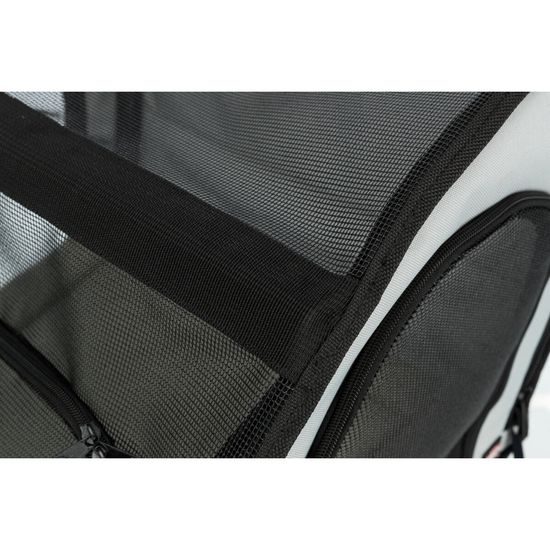 Trixie Autosedačka uzavíratelná skládací 4 strany celosíťové 44 x 37 x 40 cm šedo/černá