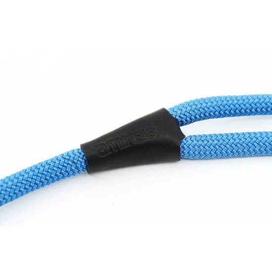 Aminela Vodítko lano s kůží černé kování modrá