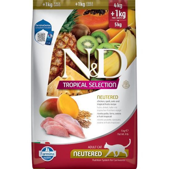 N&D TROPICAL SELECTION Cat LG Chicken Neutered Adult 4+1 kg