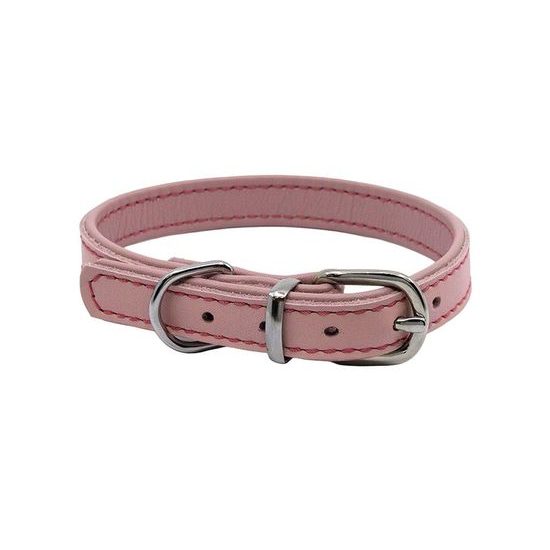 BafPet Kožený obojek DENY hladký Růžová