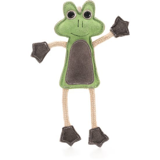 Wooffee kožená hračka Žabka s provazy