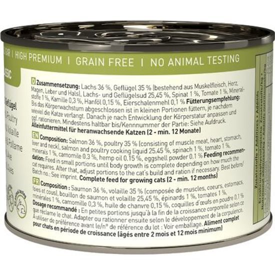 Catz finefood Konzerva pro koťata CF Classic Kitten No.5 s lososem, drůbežím masem a špenátem 200 g