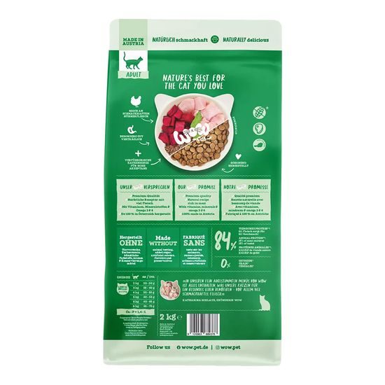 WOW Cat Granule Kuře s kachnou a řepou Adult 2kg