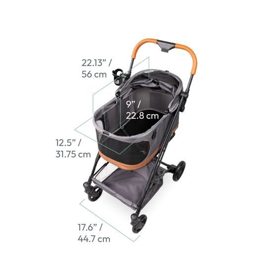 Wonderfold Pet Kočárek P2 pro psy 3v1 do 9kg (kočárek+autosedačka+přepravka) graphite grey