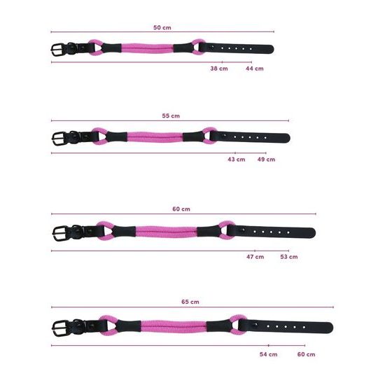 Aminela Obojek lano s kůží černé kování růžová