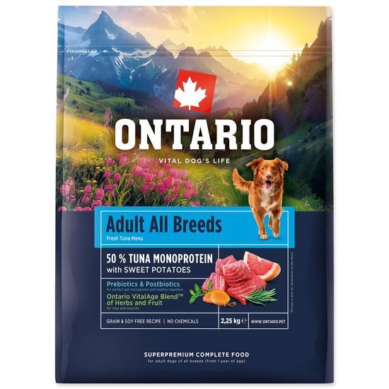 Ontario Krmivo Adult All Breeds Monoprotein Tuna & Sweet Potatoes 2,25kg