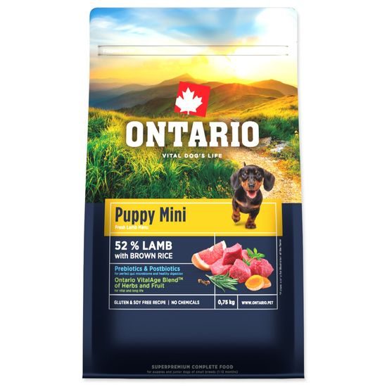 Ontario Krmivo Puppy Mini Lamb & Brown Rice 0,75kg