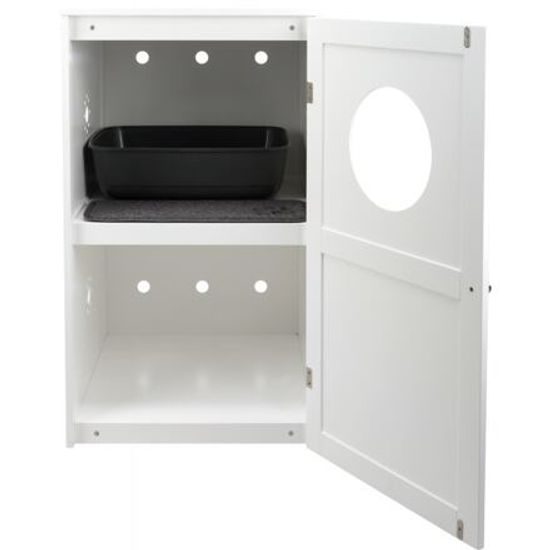 Trixie XL domek na kočičí toaletu 2 poličky MDF 53x90x58cm bílá