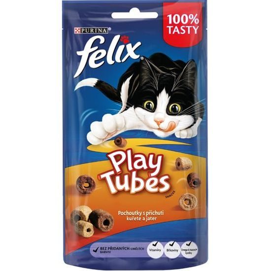 Felix snack Cat Play Tubes příchuť kuře, játra 50 g