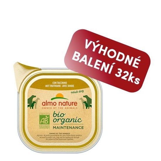 Almo Nature Bio Organic vanička pro psy s krůtou 100g výhodné balení 32ks