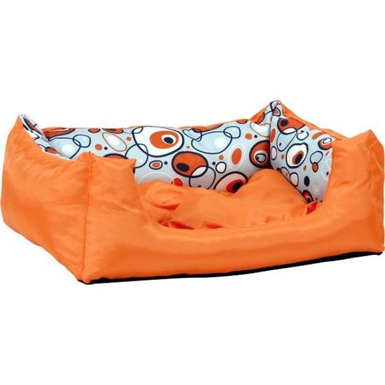 Argi Pelech pro psa obdélníkový s polštářem oranžový se vzorem 76 x 60 x 20 cm