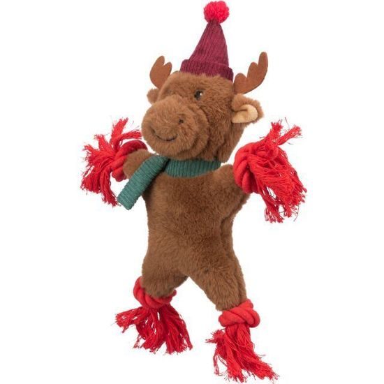 Trixie Xmas REINDEER - vánoční sob 32 cm, píská/šustí, plyš/lano