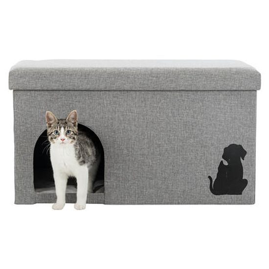 Trixie Domek/boudička KIMMY tkaná látka odnímatelné víko 72x40x40cm šedá