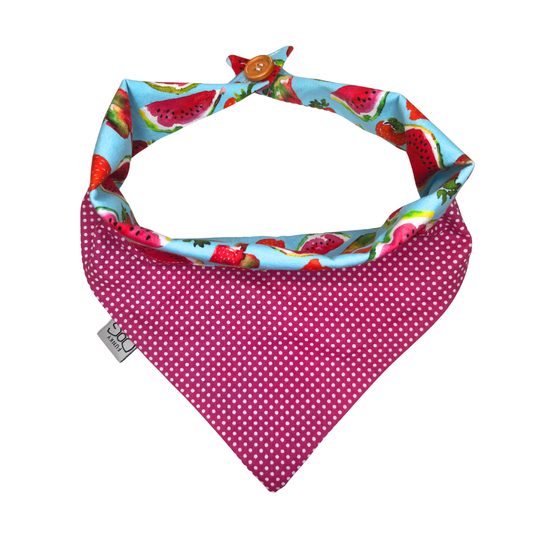 FUNKY DOG Oboustranný růžový šátek pro psa s motivem melounů
