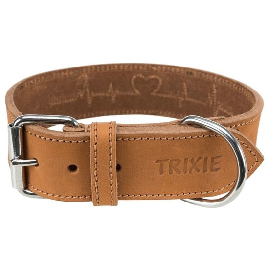 Trixie Rustic kožený obojek Heartbeat hnědá