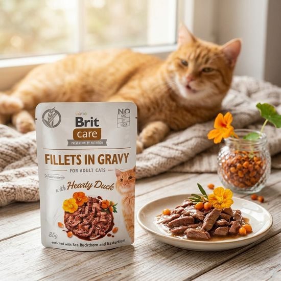 Brit Care Cat Fillets in Gravy with Hearty Duck Pouch 85g