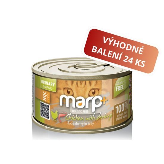 Marp Holistic Plus konzerva pro kočky Kuře s krevetami a brusinkami v želé 24x70g