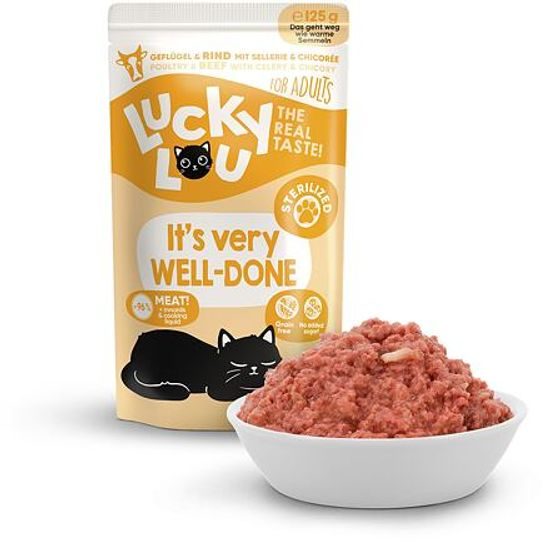 Lucky Lou Lifestage Sterilized s drůbežím a hovězím masem 125 g