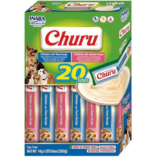 Inaba Churu dog snack kuře&tuňák a kuře&losos multipack 20x14g