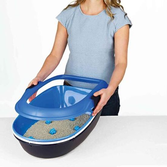 Trixie WC BERTO dvojitá nádoba se sítem 59x39x22cm šedá/pastelově modrá/žulová