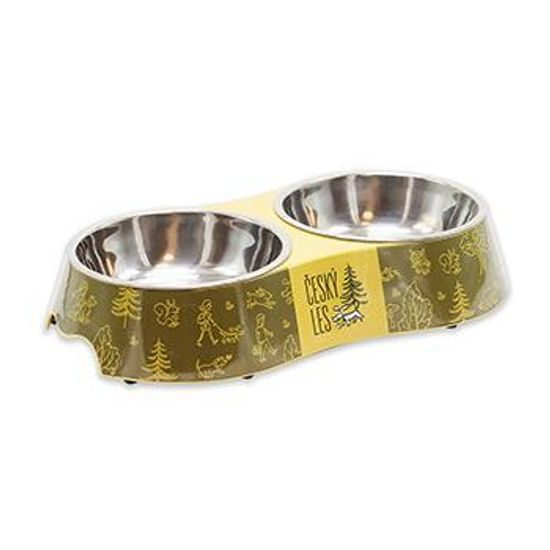 Akinu ČESKÝ LES Melaminová miska s nerez vložkou lesní zelená M 2 x 400 ml