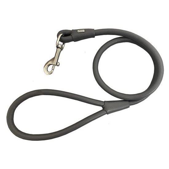 BAFPET Kulaté kožené vodítko EXCLUSIVE šedá