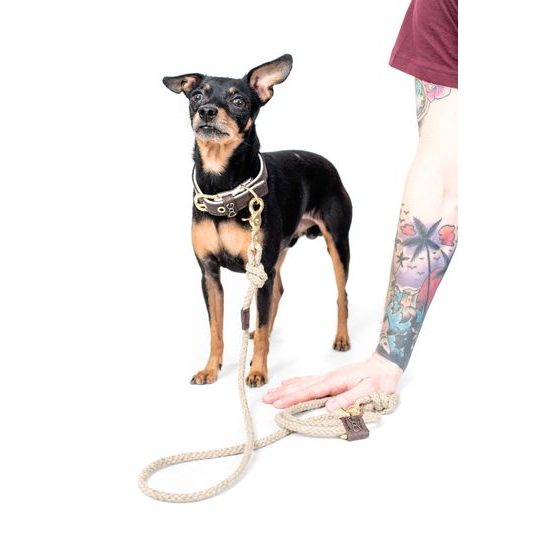 FUNKY DOG Hnědé lněné ekologické vodítko 1,2 m