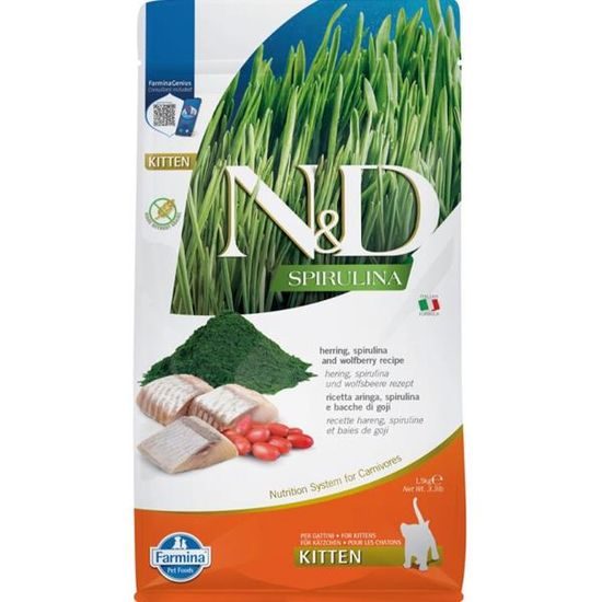 N&D SPIRULINA Cat GF Herring Kitten 1,5 kg