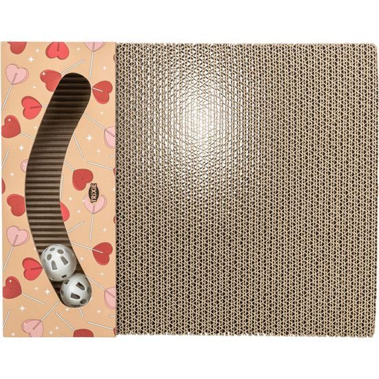 Trixie Škrabací karton VALENTINE s míčky a catnipem meruňková LIMITOVANÁ NABÍDKA