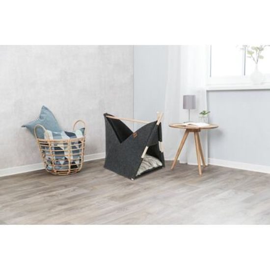 Trixie Jeskyně ELISE s polštářkem 63x 44x 30cm tvar loďka filc antracit