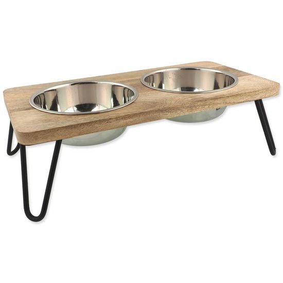 Dog fantasy Misky nerez s dřevěným stojánkem, železné nohy 2x850ml