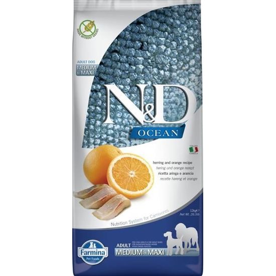 N&D OCEAN Dog GF Herring & Orange Adult Medium & Maxi 12 kg