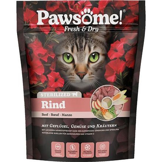 Pawsome! Fresh & Dry Sterilised Rind s hovězím masem 750 g