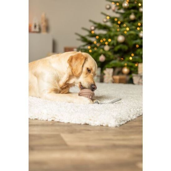 Trixie Vánoční zvonek na pamlsky na laně ø 12/36 cm tvrdá guma/bavlna starorůžová